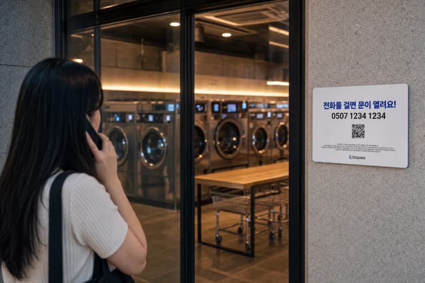 낮과 밤의 출입 규칙을 다르게 운영할 수 있는 무인 세탁매장 현장