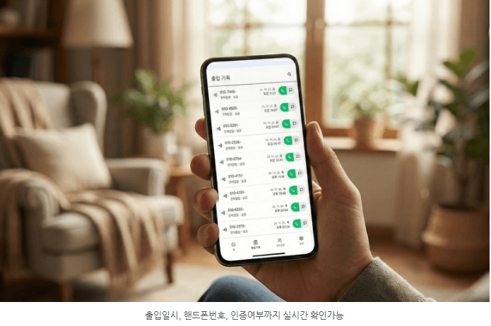 출입 일시·번호·인증 여부를 실시간으로 확인