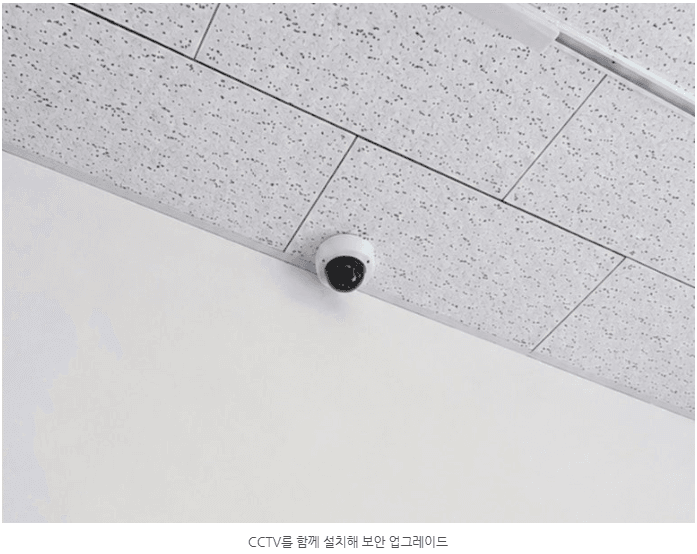 CCTV 카메라, 천장에 설치되어 매장 전체를 감시합니다