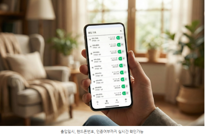 출입 일시·번호·인증 여부를 실시간으로 확인
